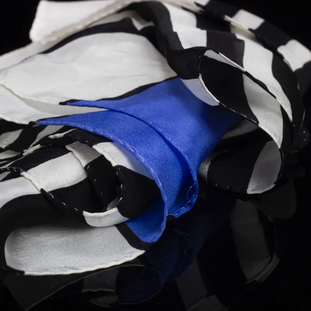 Vintage Silk Scarf | Echo Scarf | Retro Style Block Color Striped - Picture 6 of 9